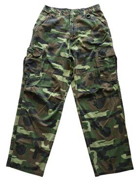 Plugg Camo Pants Straight Leg Cargo Jeans 100% Cotton Camouflage Size 31 x 30